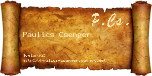 Paulics Csenger névjegykártya